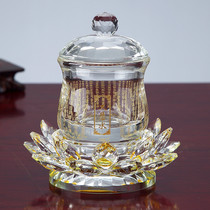 Xi Manti Great Compassion Mantra Water purification cup for Buddhists Dedicated to Guanyin Holy Water Cup Crystal Lotus Water supply Cup for Buddhists