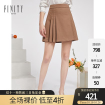 FINITY2020 winter wear new simple fashion A- shaped womens skirt waist slim temperament pleated skirt