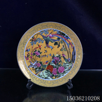 Ceramic pastel birds Phoenix figure gold lace hanging plate Chinese home living room creative ornaments craft decorations