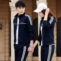2020 new sports suit mens spring and autumn youth casual running couple sportswear mens autumn three-piece suit women