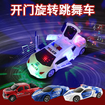 Colorful lights dance rotating universal police car charging Lantern Music Electric Children boy car toy gifts