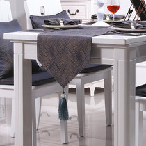 He Ting home modern Chinese table flag V-pattern blue jacquard coffee table flag hotel hotel fashion bed tail towel