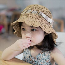 Childrens fishermans hat girls straw hat summer thin model tour sun cool hat baby princess sweet beach