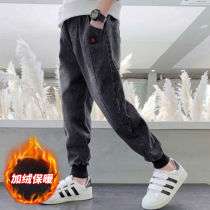 Gush autumn winter boy jeans 11 thirteen outwear boy cotton pants warm and integrated suede pants 12-15 years old