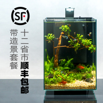 Change-free water self-circulation eco-fish tank small build-up home glass vertical high table surface with filter silent aquarium