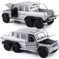 Six-wheel G63 G65 6X6 off-road vehicle pickup truck alloy car model toy sound and light return to open the door