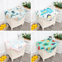 Super cute cartoon bedside table towel thickened cotton linen waterproof square cover cloth rectangular dustproof table cloth fabric