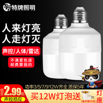 led home intelligent radar human body sensor bulb voice-activated sound-light control energy-saving lamp corridor corridor steps super bright