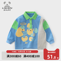 Rabbi tree childrens clothing boys polo shirt 2021 new baby clothes autumn childrens foreign style stitching T-shirt
