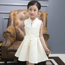 Little girl princess dresses foreign air baby girls dress with dress and summer clothing ancient dress 2 qipao 3 Chinese wind childrens clothing spring