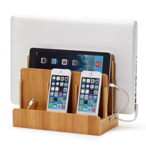 Solid Wood Bamboo Mobile Phone Tablet Ipad Computer Desktop Universal Charging Holder Base Mac Wire Containing Finishing