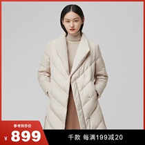 Bourgines new large turnover high quality goose down commuter warm and cold-proof quality Elegant Temperament Lady