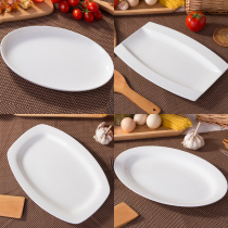 Irregular creative European personality pure white ceramic household Japanese fish plate bone porcelain plate large steamed fish plate