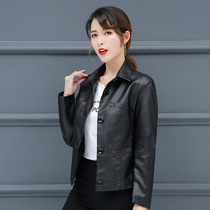 Leather womens short coat autumn 2021 Autumn New Korean version of slim Joker fashion locomotive short jacket women tide