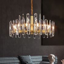 Light luxury aftermodern minimal crystal chandelier living room lamp European style luxury American copper lamp villa lamp
