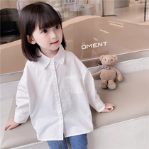 Girl autumn long sleeve shirt 2021 new childrens foreign style coat white cotton baby spring autumn shirt thin