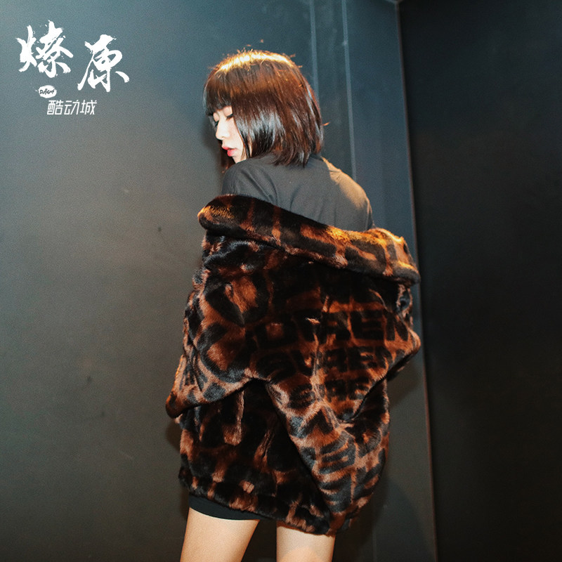 燎原 Supreme Faux Fur Repeater Bomber 18SS Full Print Logo Fur Jacket