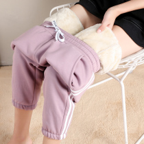Plus velvet sweatpants winter pants women loose Haren pants autumn and winter cotton pants wear womens bunched feet lamb velvet pants