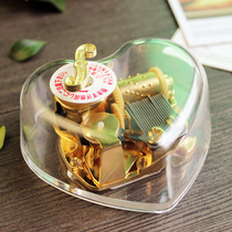 Transparent Akri heart-shaped music box octagonal box creative children's birthday gift for girlfriends' Valentine's Day