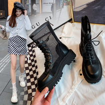 2022 New spring autumn single boot Inlenty wind Martin boots Women Summer slim Breathable 100 Lap Thick Undermesh Yarn Short Boots