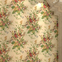 American imported THIBAUT high-end household paper wallpaper American pastoral flowers and birds living room bedroom background wallpaper
