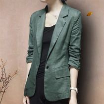Linen small blazer 2021 summer new Korean slim casual suit womens large size cotton linen top thin