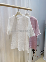 Pregnancy color summer special price elastic bubble wrinkle elegant simple and versatile pregnant women bottomed short sleeve t-shirt