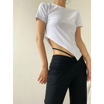 ACUP short sleeve T-shirt female 2021 summer design sense niche ins Senior sense hot girl Dew sexy navel body shirt top tide