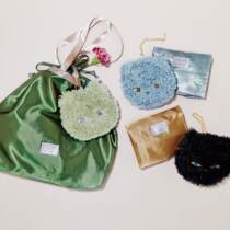 Japan FinRichie Dream cat Department cute kitty furry 4WAY folding eco-friendly bag shopping bag solid blue