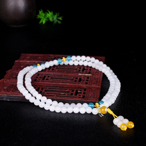 Drain design paragraph 108 necklace level white true jade oil moisturizing Xinjiang old stock fidelity belt certificate