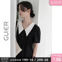 GUIER bump-colored dolls collar dress 2022 new summer French style gentle wind skirts children little black dress