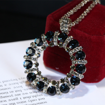 Crystal sweater chain female long necklace female necklace female 2020 New Tide drill ring high-end accessories Korean fashion clothes pendant