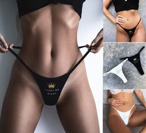 Silk thong seamless European and American sexy underwear milk silk low waist comfortable hot flirting Lady black and white T pants