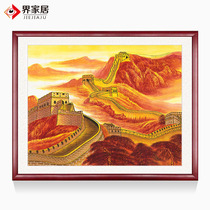 The famous hand painted really golden Wanli Great Wall State painting living room office for a fortune and leaning on the mountain Toulon looks up and hang up