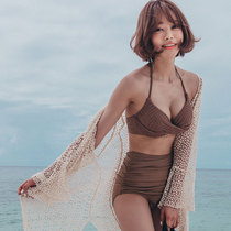 Special Korean swimsuit female size chest steel bracket gathered sexy three-point bikini net red high waist swimsuit