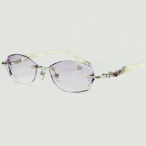 Diamond trimming glasses women rimless glasses female alloy sheet myopia frame women Diamond carved fashion business