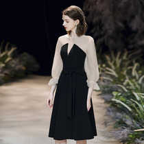 Black little dress dress female banquet host high-end dress niche light luxury temperament high quality texture