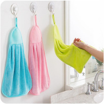 Hanging kitchen toilet solid color strong absorbent quick-drying towel coral fleece wipe towel