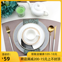 High-grade fan leather insulated placemats waterproof and oil-proof Chinese style round table hotel special leather light luxury table mat