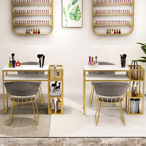 Nordic Light Luxury Beauty Chia Table Repair Deck Double Marble Mechia Shop Furnishing Single Double Table And Chairs Suit