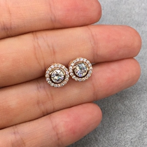 18K rose gold fashion earrings Moissanite 50-point D color ultra-white stud earrings set can be split inlaid around