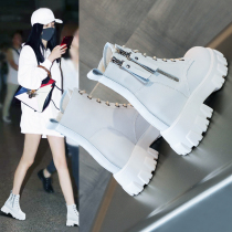 Inside heightening Martin boots woman 2021 New 100 hitchhiking small thick bottom small sub autumn winter plus suede genuine leather short boots