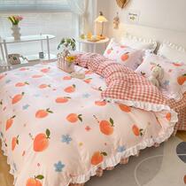 Milk Coral Fleece Four Piece Double Flannel quilt cover Winter Falai Plus Velvet Sheet Bed Student Three Set