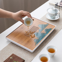 Tea tray kung fu tea set bamboo tray set household disc tea ceremony simple dry bubble tea table office water storage style