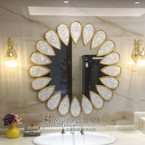 Background Wall European and American art porch decorative mirror shell mirror round cosmetic mirror meal side mirror fireplace wall mounted mirror