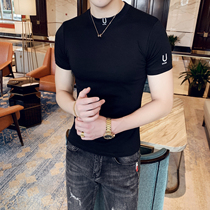 Summer new half sleeves tight T-shirt Male short sleeves Compassionate Youth Short round collar elastic body swarm with bottom t-shirt blouse
