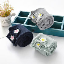  Little girl knitted leggings spring pants Female baby wear elastic all-match pants Kindergarten little girl pants