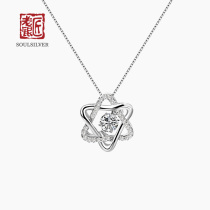 Old silversmith Silver 925 silver necklace Lady pendant six star silver choker silver ornaments female summer imitation crystal necklace