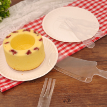 French bakery birthday cake dinner plate disposable Set Square round thick knife and fork paper plate plate dinner plate party tableware