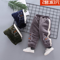 Winter new silver fox cashmere Korean version thickened childrens warm cotton pants 1-2-3-4-year-old baby pants for men and women